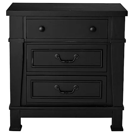 Transitional Night Stand with 3 Drawers